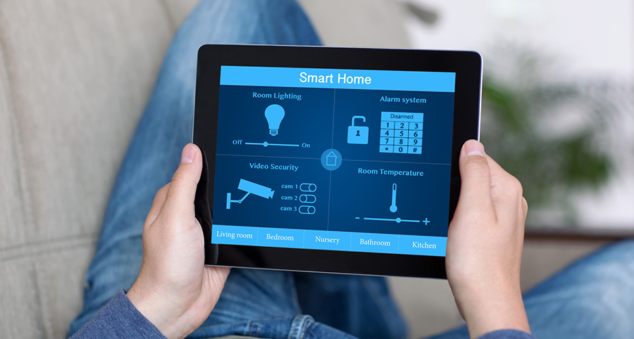 The ability to access and control security components from a mobile device is one of the top smart home trends in Columbia. Close-up of smart home security app.